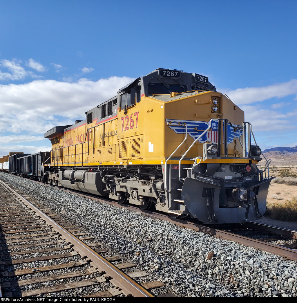 The California Morning Sun Reflects Off The Newly Built UP 7267's Wabtec Paint Job.